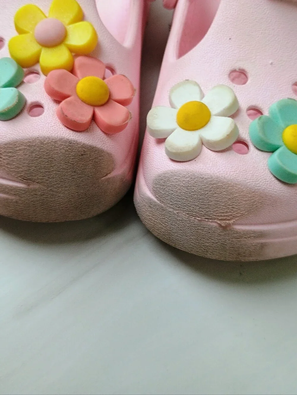 Crocs Mary Jane Pink Platform Toddler Sz 6 Flower Clog Sandals